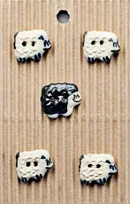 Incomparable Buttons L140 5 small sheep theme buttons