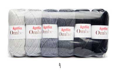 Ombre 4ply 150gms 4 Grey/black