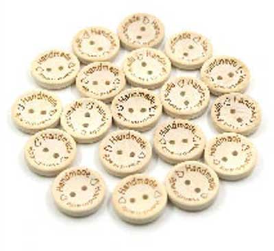 Round Wooden Button 15mm Handmade With Love