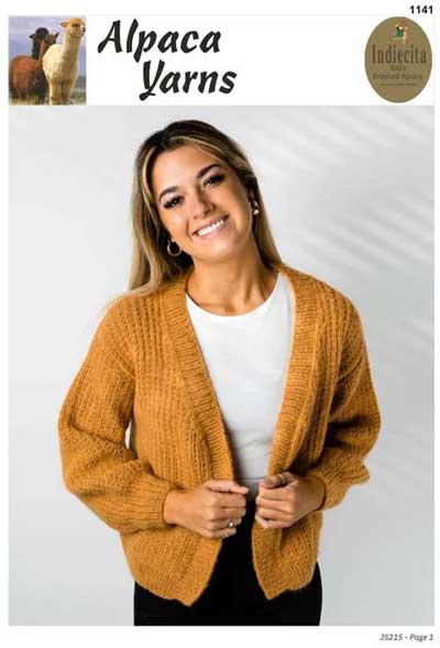 Brushed Alpaca Mock Rib Cardigan 1141