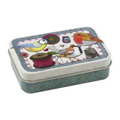 Stitched Birdies Mini Hinged Tin T218